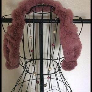 Pink Powder Rabbit Fur Scarf